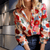 Damesblouses - Bloemenprint blouse in rood – charmante lente - look voor elke dag - S - Zarandi Amsterdam