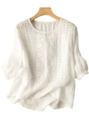 Women's Blouse - Blouse, geborduurd, 3/4 mouw | flatterende pasvorm - Wit - L - Zarandi Amsterdam