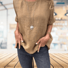 T-shirts - Brendalyn | Ademend T-shirt met ronde hals en korte mouwen voor elke gelegenheid - Bruin - S - Zarandi Amsterdam