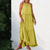 Women Trendy Outfit - Bryana | Elegante lange maxi jurk van lichtgewicht stof met halterhalslijn, ruffles en vrouwelijke pasvorm voor zomerdagen - Geel - S - Zarandi Amsterdam