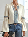 ModeParisienne® Dadane | Vrouwelijke V-Hals Blouse met Luchtige Mouwen