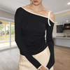 Dames Tops - Caledonia | Luchtige Top voor Dames met Uniek Asymmetrisch Ontwerp en Zachte Textuur - Zwart - S - Zarandi Amsterdam