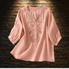 Tops - Callidora | Stijlvolle Geborduurde Bloemenblouse van Ademend Katoen - Oranje - S - Zarandi Amsterdam