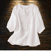 Tops - Callidora | Stijlvolle Geborduurde Bloemenblouse van Ademend Katoen - Wit - S - Zarandi Amsterdam
