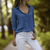 Tops - Camber | Flowy Damesblouse van Chiffon – Voor een Verfijnde Uitstraling - Blauw - S - Zarandi Amsterdam