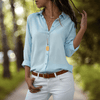 Tops - Camber | Flowy Damesblouse van Chiffon – Voor een Verfijnde Uitstraling - Lichtblauw - S - Zarandi Amsterdam