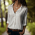 Tops - Camber | Flowy Damesblouse van Chiffon – Voor een Verfijnde Uitstraling - Wit - S - Zarandi Amsterdam