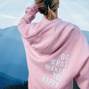 Sweatshirts - Candelle | Comfortabele oversized hoodie met inspirerende tekst in pastelroze, inclusief capuchon en relaxte pasvorm - Lichtroze - witte print - S - Zarandi Amsterdam