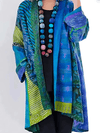 Women's Cardigan - Cardigan voor dames, casual pasvorm | Kleurrijk patchwork - Blauw - S - Zarandi Amsterdam