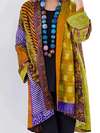 Women's Cardigan - Cardigan voor dames, casual pasvorm | Kleurrijk patchwork - Geel - S - Zarandi Amsterdam