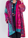 Women's Cardigan - Cardigan voor dames, casual pasvorm | Kleurrijk patchwork - Roze - S - Zarandi Amsterdam