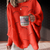 Casual-Chique Herfsttrui – Ribbelstof met Speelse Zoom en Lange Mouwen | Rood