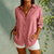 Blouses - Casual blouse met lange mouwen van ademende katoen - linnenstof - Roze - S - Zarandi Amsterdam