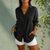 Blouses - Casual blouse met lange mouwen van ademende katoen - linnenstof - Zwart - S - Zarandi Amsterdam