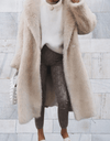 Chena - Lange oversized dikke jas van imitatiebont en bont