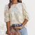 Dames Tops - Chiffon Blouse met Puff Sleeves voor Tijdloze Elegantie - Abrikoos - S - Zarandi Amsterdam