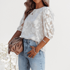 Dames Tops - Chiffon Blouse met Puff Sleeves voor Tijdloze Elegantie - Wit - S - Zarandi Amsterdam