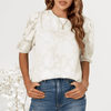 Dames Tops - Chiffon Blouse met Puff Sleeves voor Tijdloze Elegantie - Wit - S - Zarandi Amsterdam