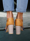 Women's Shoes - Chunky Hoge Hak T - Strap Sandalen met Verstelbare Gespsluiting - Blauw - 35 - Zarandi Amsterdam