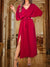 women's Dress - Cocktailjurk met V - hals en 3/4 vleermuismouwen, flatterende pasvorm - Rood - S - Zarandi Amsterdam