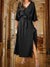 women's Dress - Cocktailjurk met V - hals en 3/4 vleermuismouwen, flatterende pasvorm - Zwart - S - Zarandi Amsterdam