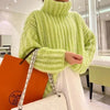 Sweaters - Oversized Coltrui | Grofgebreid Warm Comfort - Groen - S - Zarandi Amsterdam