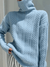 Women's Sweater - Coltrui voor dames | Kabelgebreid, losse pasvorm - Blauw - S - Zarandi Amsterdam