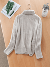 Women's Sweater - Coltrui voor dames | Kabelgebreid, losse pasvorm - Beige - S - Zarandi Amsterdam