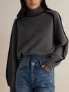 Women's Sweater - Coltrui voor dames | Relaxte pasvorm - Grijs - S - Zarandi Amsterdam