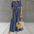 Jurken - Comfortabele jurk met klassieke look – knopen en los silhouet - Donkerblauw - S - Zarandi Amsterdam