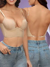 Women's Bra - Comfortabele rug - vrije beha met verstelbare transparante riemen - Beige - S - Zarandi Amsterdam