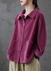 Winter Coat - Corduroy jas voor dames | Lange mouwen met zakken - Paars - S - Zarandi Amsterdam