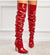 Women's Winter Boots - Luxe Kunstleren Overknee Laarzen met Hak en Spitse Neus - Rood - 35 - Zarandi Amsterdam