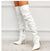 Women's Winter Boots - Luxe Kunstleren Overknee Laarzen met Hak en Spitse Neus - Wit - 35 - Zarandi Amsterdam