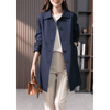 Women's Coat - Waterdichte trenchcoat van gemiddelde lengte met klassiek ontwerp - Donkerblauw - S - Zarandi Amsterdam