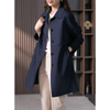 Women's Coat - Waterdichte trenchcoat van gemiddelde lengte met klassiek ontwerp - Donkerblauw - S - Zarandi Amsterdam