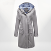 Women's Coat - Waterdichte knielange trenchcoat voor dames met capuchon - Grijs - S - Zarandi Amsterdam
