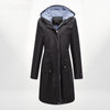Women's Coat - Waterdichte knielange trenchcoat voor dames met capuchon - Zwart - S - Zarandi Amsterdam