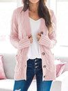 Damestruien - Dames Cardigan Lange Mouwen | Relaxed Fit Vrijetijdskleding - Roze - S - Zarandi Amsterdam