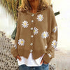 Sweaters en Cardigans - Damesvest met Bloemenprint | Lichtgewicht, Relaxte Pasvorm - Khaki - S - Zarandi Amsterdam