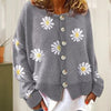 Sweaters en Cardigans - Damesvest met Bloemenprint | Lichtgewicht, Relaxte Pasvorm - Grijs - S - Zarandi Amsterdam