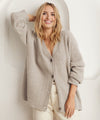 Damestruien - Dames Cardigan met V - hals en Knoopdetail | Losse Pasvorm - Beige - S - Zarandi Amsterdam