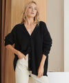 Damestruien - Dames Cardigan met V - hals en Knoopdetail | Losse Pasvorm - Zwart - S - Zarandi Amsterdam