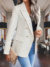 Women's Blazers - Damesblazer met ingekeepte kraag en lange mouwen - Beige - S - Zarandi Amsterdam