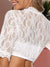 Women's Blouse - Dames cropped blouse met geplooide V - hals en driekwartmouwen - Wit - S - Zarandi Amsterdam