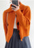 Women's Cardigan - Dames gebreide cardigan met Peter Pan kraag | Winter - Oranje - S - Zarandi Amsterdam