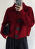 Women's Cardigan - Dames gebreide cardigan met Peter Pan kraag | Winter - Donkerrood - S - Zarandi Amsterdam