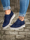 Women's Shoes - Dames kanten schoenen met een comfortabele zool - Blauw - 35 - Zarandi Amsterdam