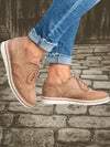 Women's Shoes - Dames kanten schoenen met een comfortabele zool - Khaki - 35 - Zarandi Amsterdam
