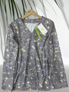 Women's Blouse - Dames pailletten blouse met lange mouwen - glinsterende top - Grijs - S - Zarandi Amsterdam